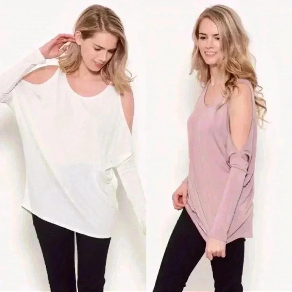 "Callie" Cold Shoulder Long Sleeve Tee - Picture 2 of 5
